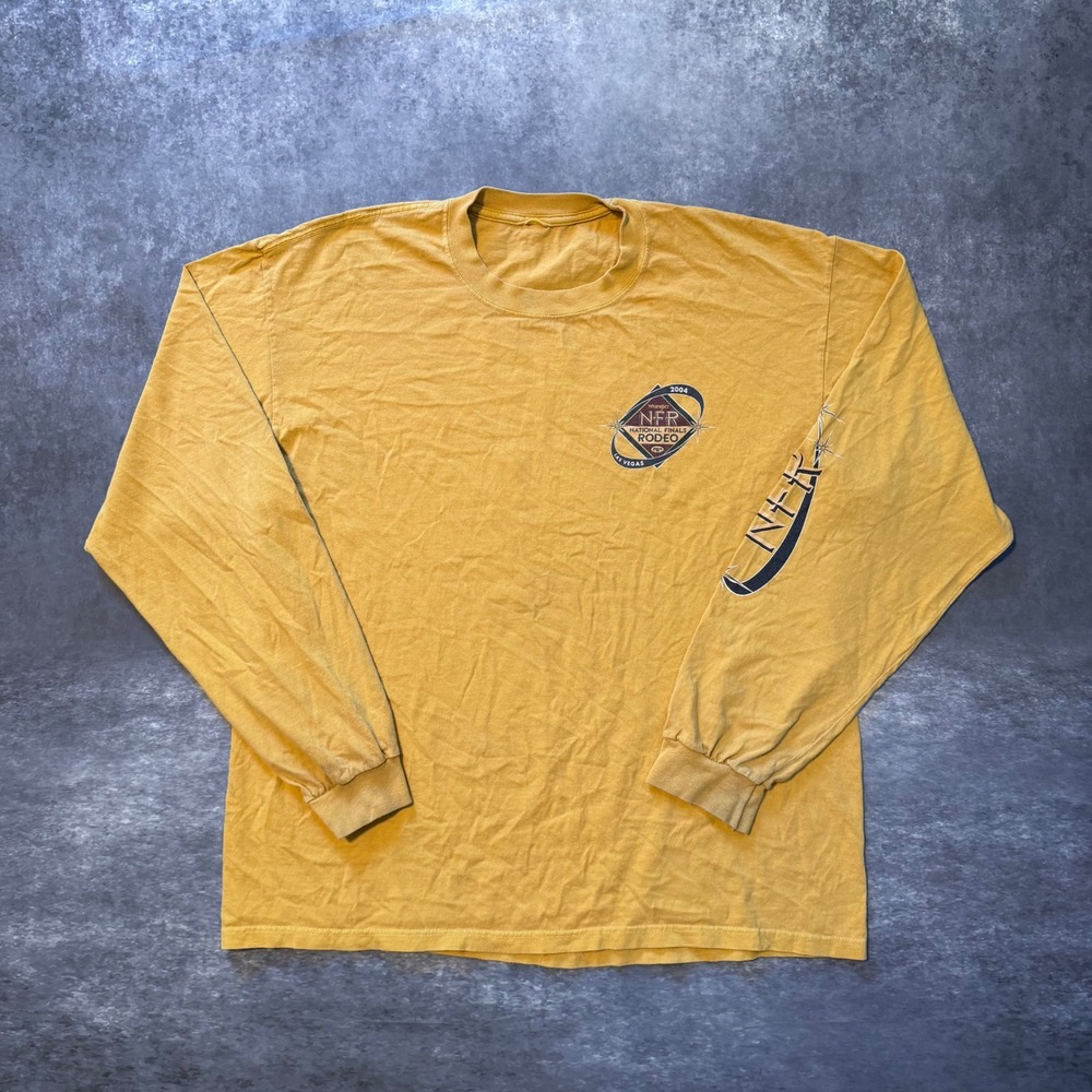 Vtg 2004 Wrangler NFR National Finals Rodeo Las Vegas Shirt L/S Yellow XL